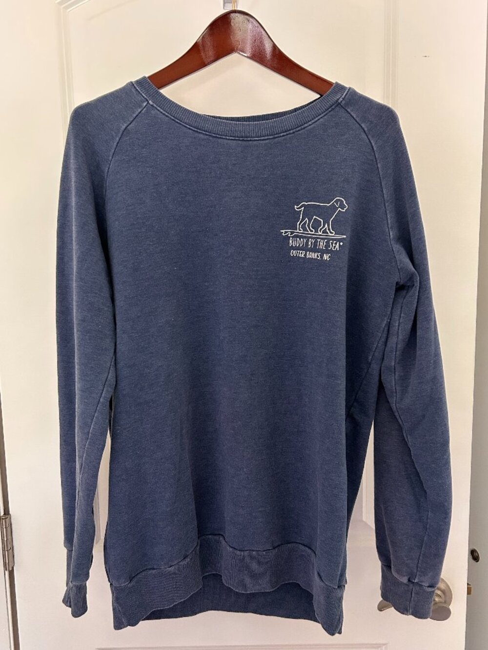 Buddy by the Sea Outer Banks NC Crewneck Sweatshirt Blue OBX